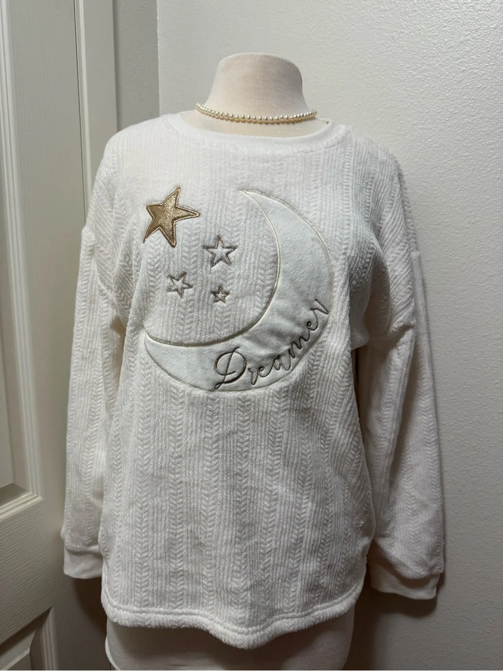 Cream 'Dreamer' Moon & Stars Pullover Sweater